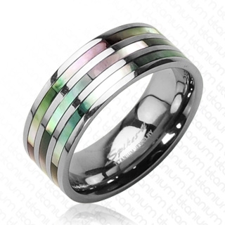 Bague couple titane Abalone
