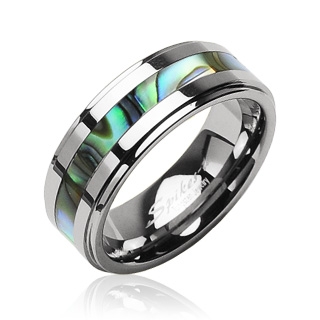 Bague couple tungstene Abalone