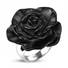 Bague femme acier � rose noire