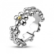 Bague femme acier style couronne de fleur