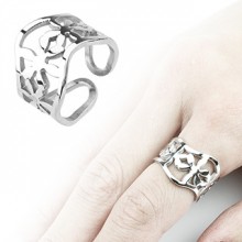 Bague femme acier style vague fleurie