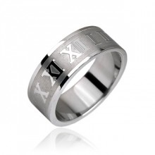 Bague mixte acier reliefs chiffres romains
