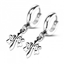 Boucles d'oreilles anneaux � fleur de Lys