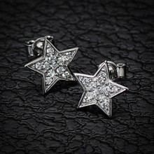 Boucles d'oreilles argent �toiles serties
