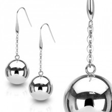 Boucles d'oreilles acier chaine et boule
