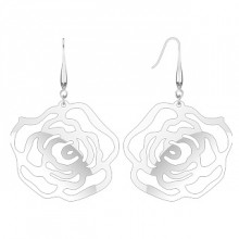 Boucles d'oreilles pendantes � rose ajour�e