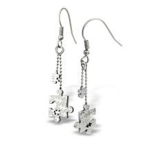 Boucles d'oreilles pendantes acier style puzzles