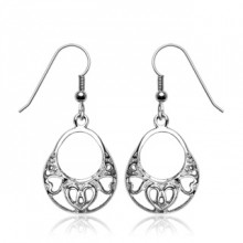 Boucles d'oreilles pendantes vintage � coeurs