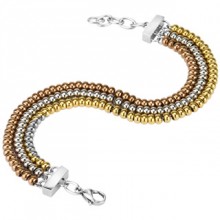 Bracelet acier � lignes de billes tricolores