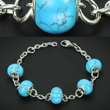 Bracelet acier et perles de turquoise