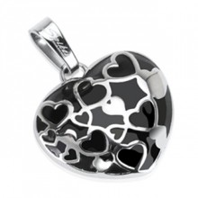 Pendentif acier et onyx multi-coeurs