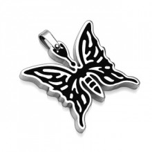 Pendentif acier papillon noir