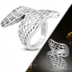 Bague femme acier � ailes d'ange crois�es et ajour�es