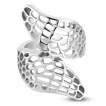 Bague femme acier � ailes d'ange crois�es et ajour�es