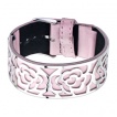 Bracelet semi-rigide en cuir surmonter d'un d�cor de roses en acier
