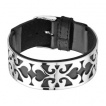 Bracelet semi-rigide en cuir surmonter d'un d�cor en acier