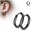 Boucles d'oreille cr�oles en acier plaqu� IP - Noir