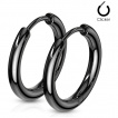 Boucles d'oreille cr�oles en acier plaqu� IP - Noir