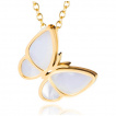 Collier acier papillon dor� � ailes nacr�es