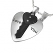 Paire de pendentifs acier coeur et cl� I love You