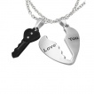 Paire de pendentifs acier coeur et cl� I love You