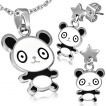 Parure pendentif et boucles d'oreilles � panda