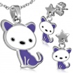 Parure pendentif et boucles d'oreilles � petit chat