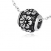 Pendentif acier cylindre fleuri