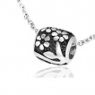 Pendentif acier cylindre fleuri