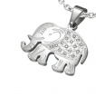 Pendentif acier �l�phant pav� de pierres