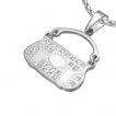Pendentif acier sac � main pav� de pierres