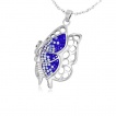 Pendentif femme acier papillon � aile pav�e de pierres