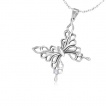 Pendentif femme acier papillon de boucles serti