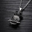 Pendentif hibou sur sa branche en acier (+ chaine)