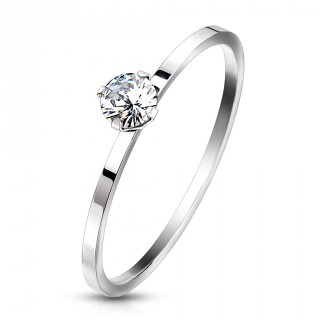 Alliance femme acier style solitaire