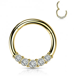 Anneau dor� en acier haute pr�cision � segment charni�re et 5 zirconiums