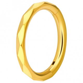 Anneau dor� Titane facett� � segment clicker (oreille, l�vre, septum...)
