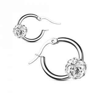 Anneaux d'oreilles � boule shamballa claire