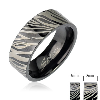 Bague couple acier Zebra
