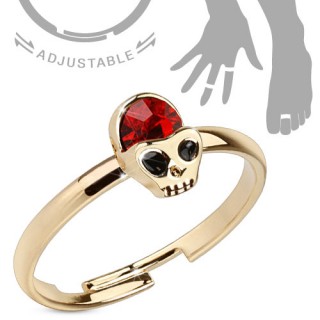 Bague de pied ajustable en laiton avec t�te de mort sertie