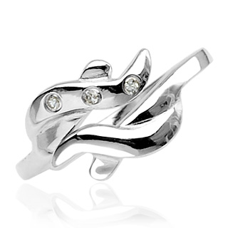 Bague de pied argent � vagues avec pierres claires
