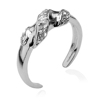 Bague de pied argent torsad� sertie