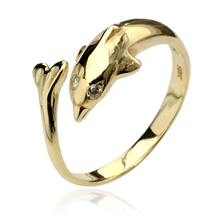 Bague de pied en forme de dauphin en or jaune 10 carats