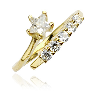 Bague de pied en or jaune 10 carats avec �toile et ligne de zirconium