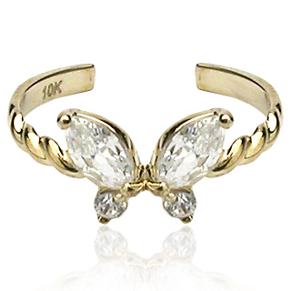 Bague de pied tress�e en or jaune 10 carats avec papillon serti