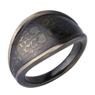 Bague femme acier cuivr� � reliefs