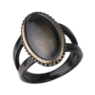 Bague femme acier cuivr� anneau double � face ovale