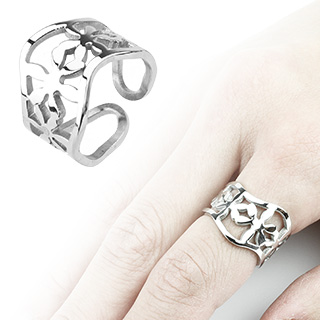 Bague femme acier style vague fleurie