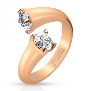 Bague femme style jonc serti aux extr�mit�s en acier cuivr�
