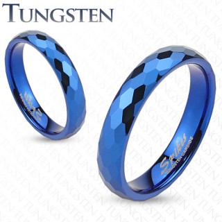 Bague mixte en tungst�ne bleu � facettes